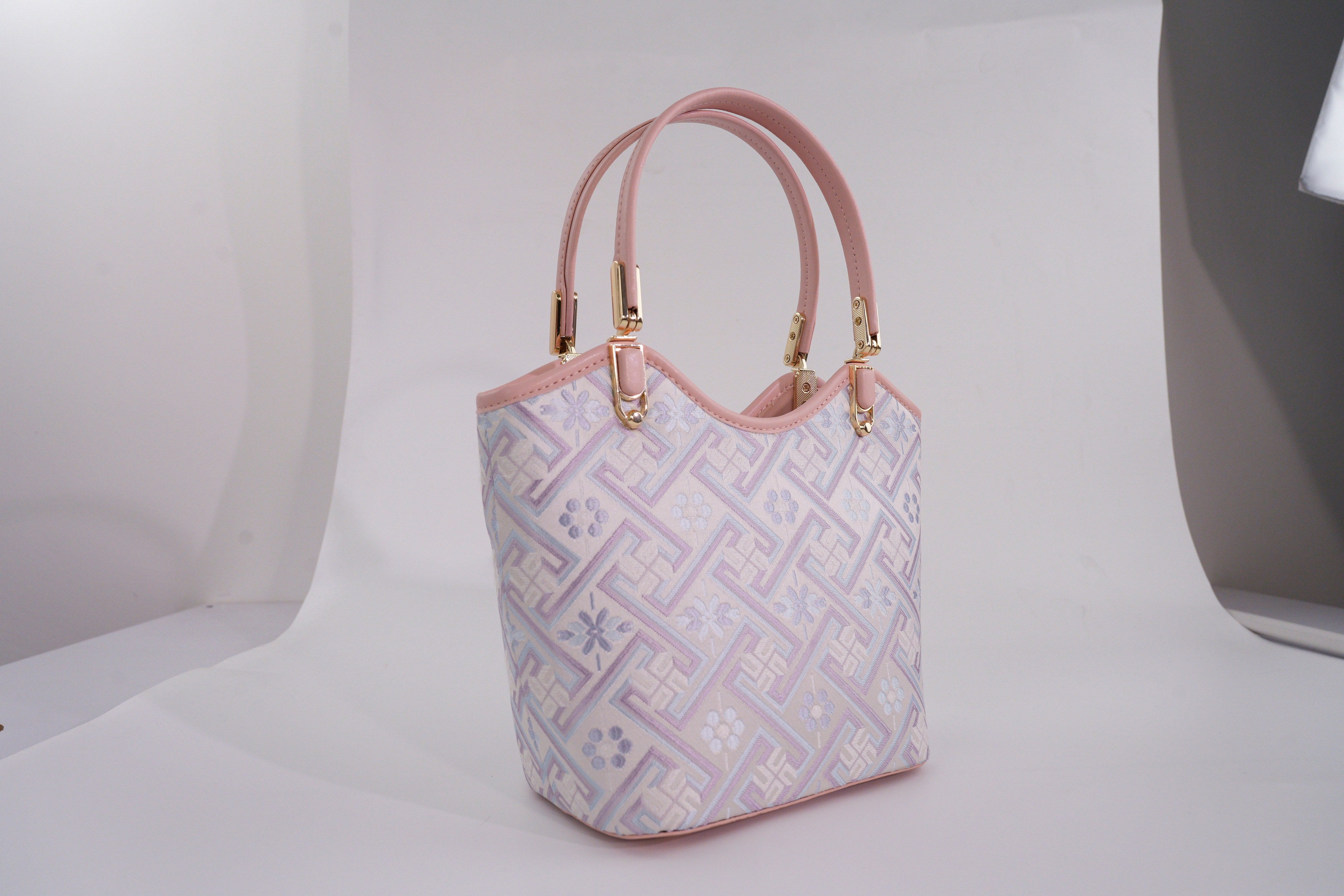 Women's Silver Purple Zhuang Brocade Tote Bag - white_background image 2