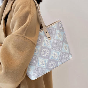 Women's Silver Purple Zhuang Brocade Tote Bag - main_image image 5