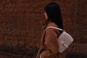 Women's Ivory White Zhuang Brocade Baguette Bag - model image 7