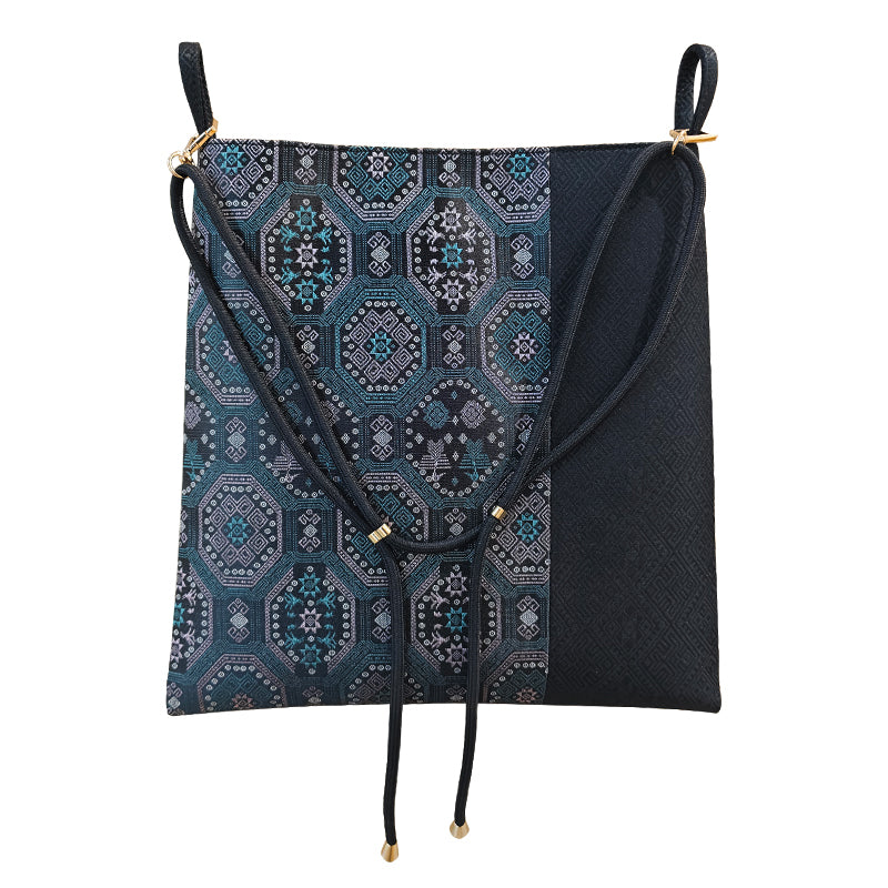 Manglong brocade-inspired canvas tote bag front view