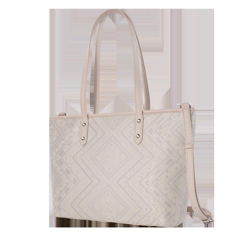 Ivory White brocade bag set main view