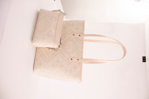 Ivory White brocade bag set view 03