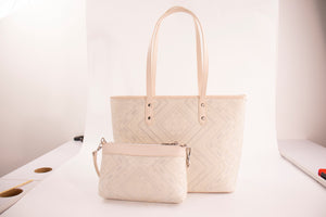 Ivory White brocade bag set view 05