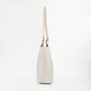 Ivory White brocade tote bag view 04