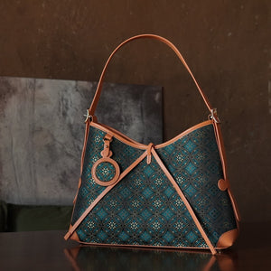 Multicolor brocade shoulder bag in lifestyle scene