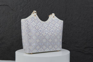 Multicolor brocade tote bag in lifestyle scene
