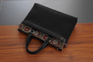 Reddish Brown brocade briefcase in lifestyle scene