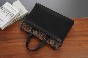 Reddish Brown brocade briefcase view 09