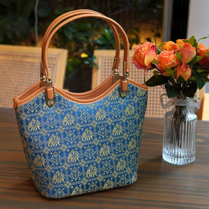 Royal Blue brocade shoulder bag view 03