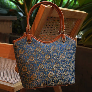 Royal Blue brocade shoulder bag view 04