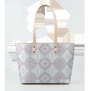 Silver Purple brocade bag set main view