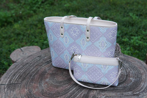 Silver Purple brocade bag set view 08