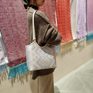 Silver Purple brocade tote bag detail