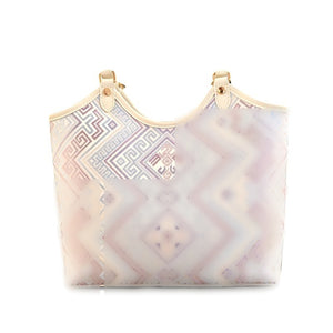 Silver Purple brocade tote bag view 03