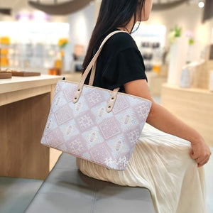 Silver Purple brocade tote bag view 04