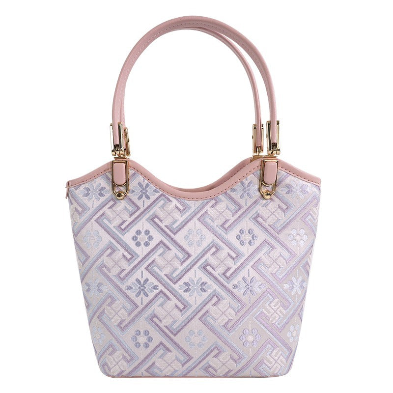 Women's Silver Purple Zhuang Brocade Tote Bag - main image 1