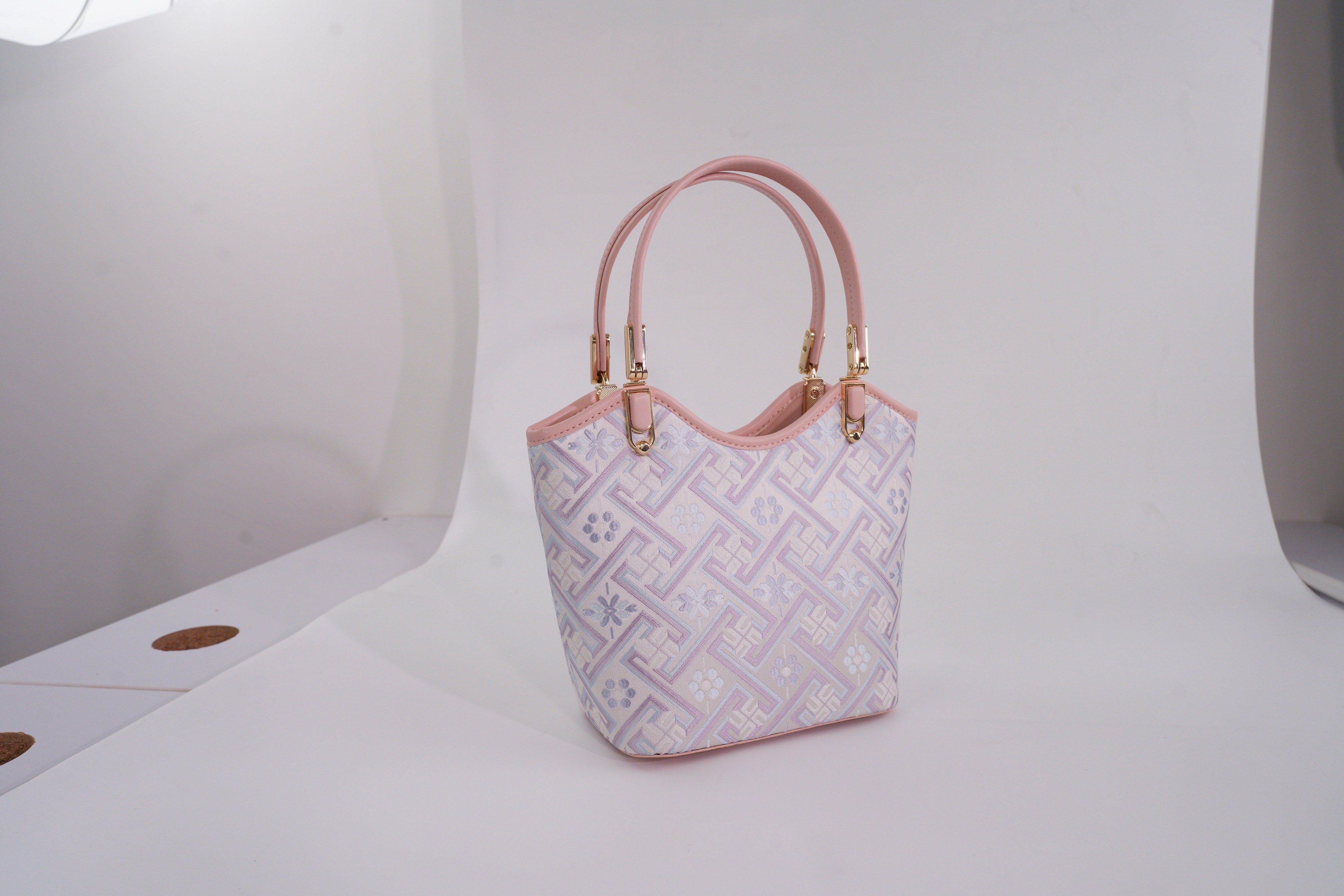 Women's Silver Purple Zhuang Brocade Tote Bag - white_background image 3