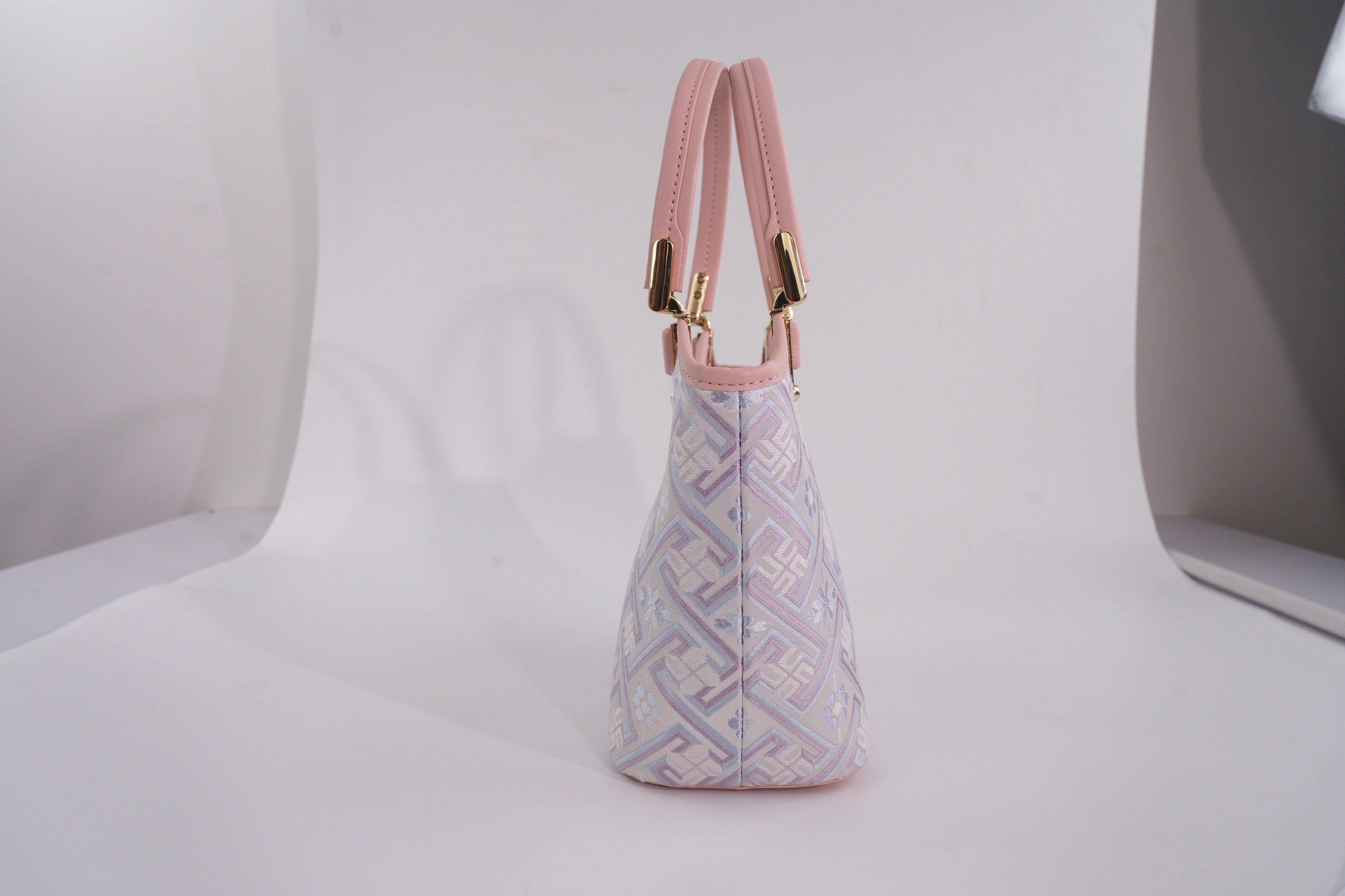 Women's Silver Purple Zhuang Brocade Tote Bag - white_background image 4