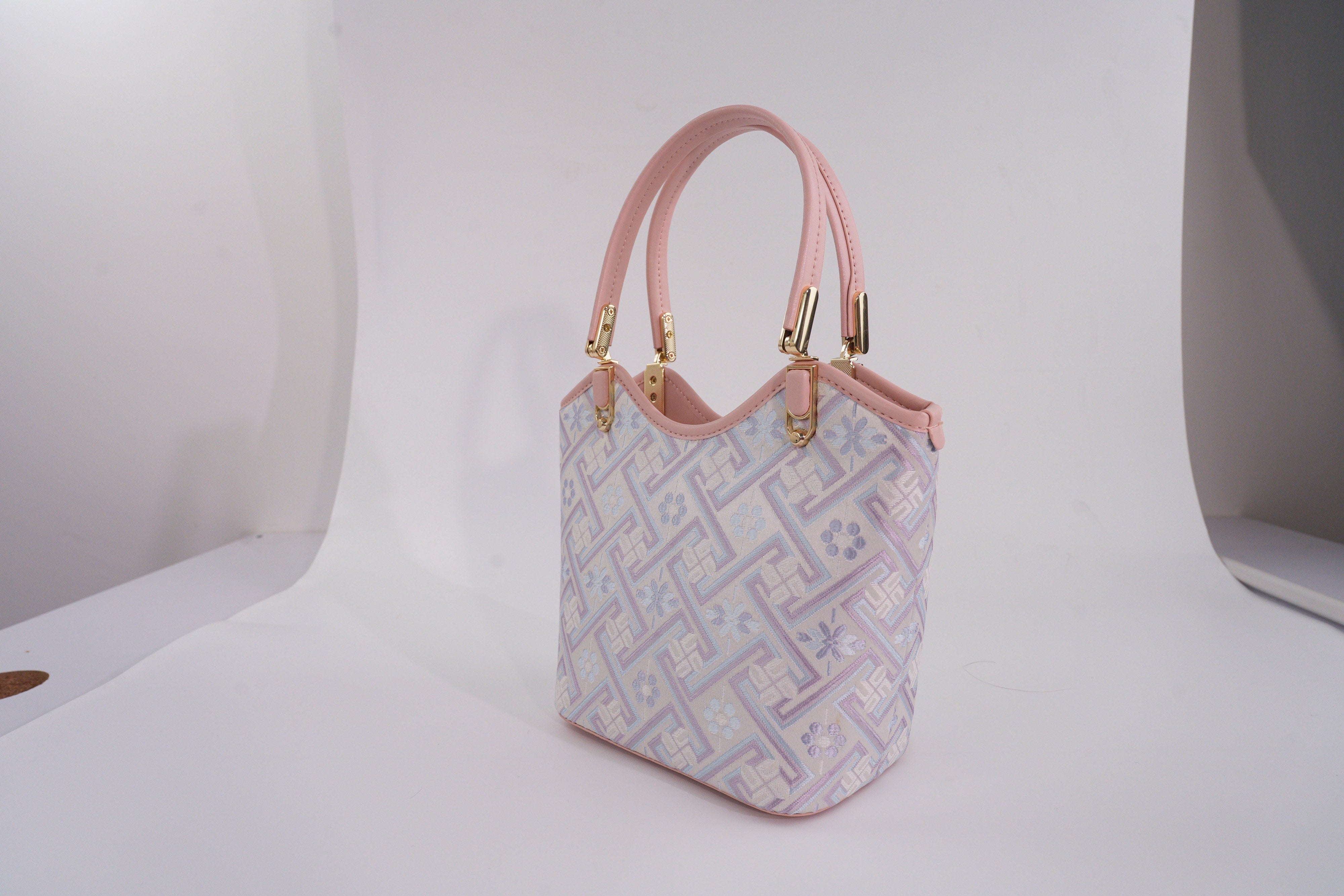 Women's Silver Purple Zhuang Brocade Tote Bag - white_background image 8