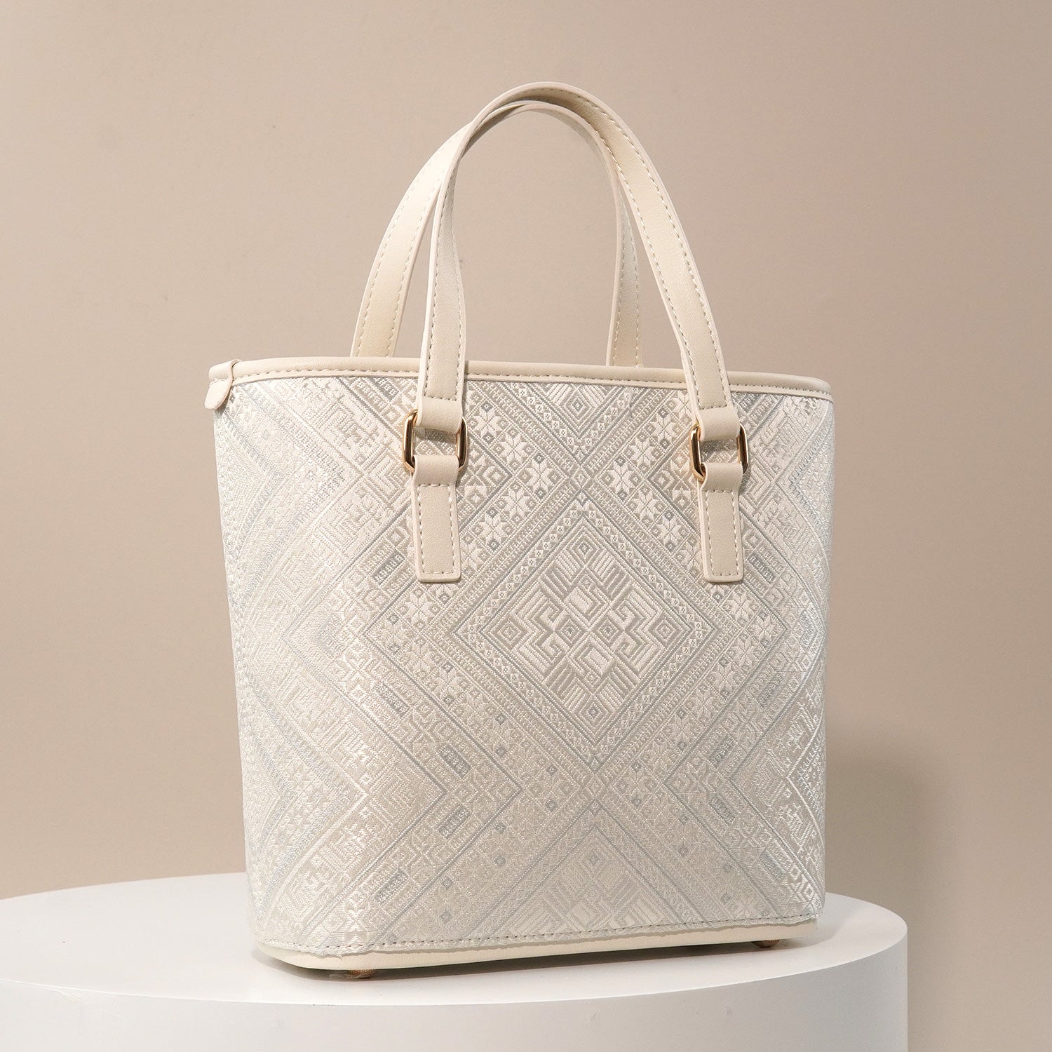 Women's Ivory White Zhuang Brocade Tote Bag - main_image image 5