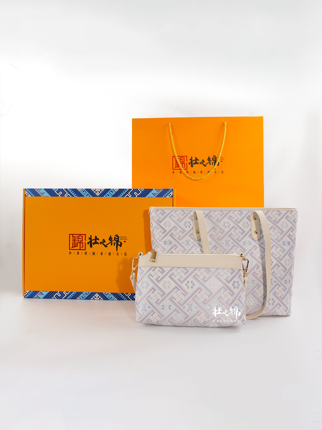 Women's Silver Purple Zhuang Brocade Tote Bag - main_image image 7