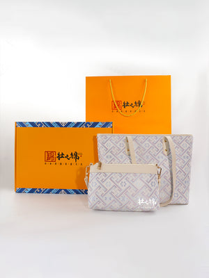 Women's Silver Purple Zhuang Brocade Tote Bag - main_image image 7