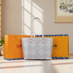Women's Silver Purple Zhuang Brocade Tote Bag - main_image image 4
