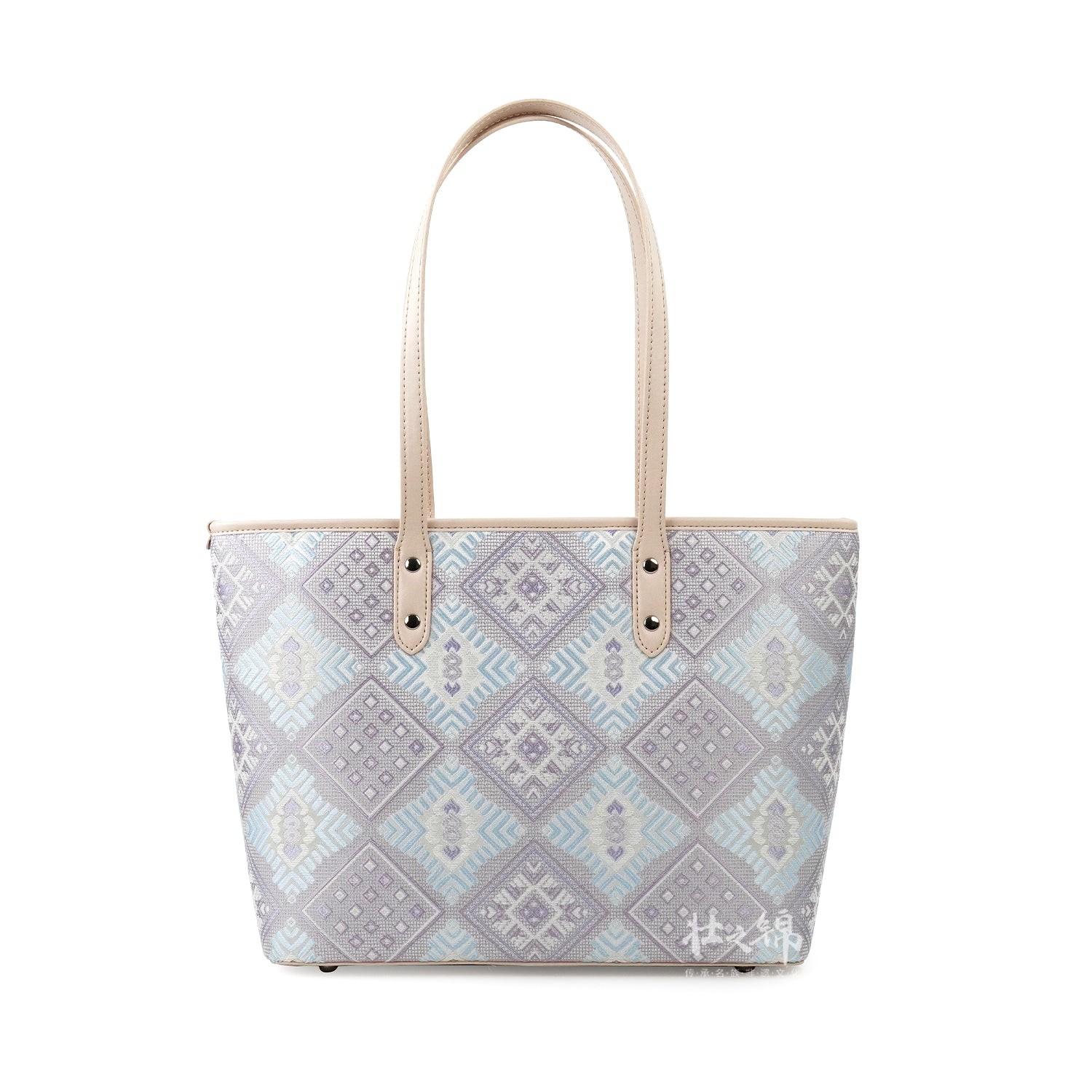 Women's Silver Purple Zhuang Brocade Tote Bag - main_image image 7