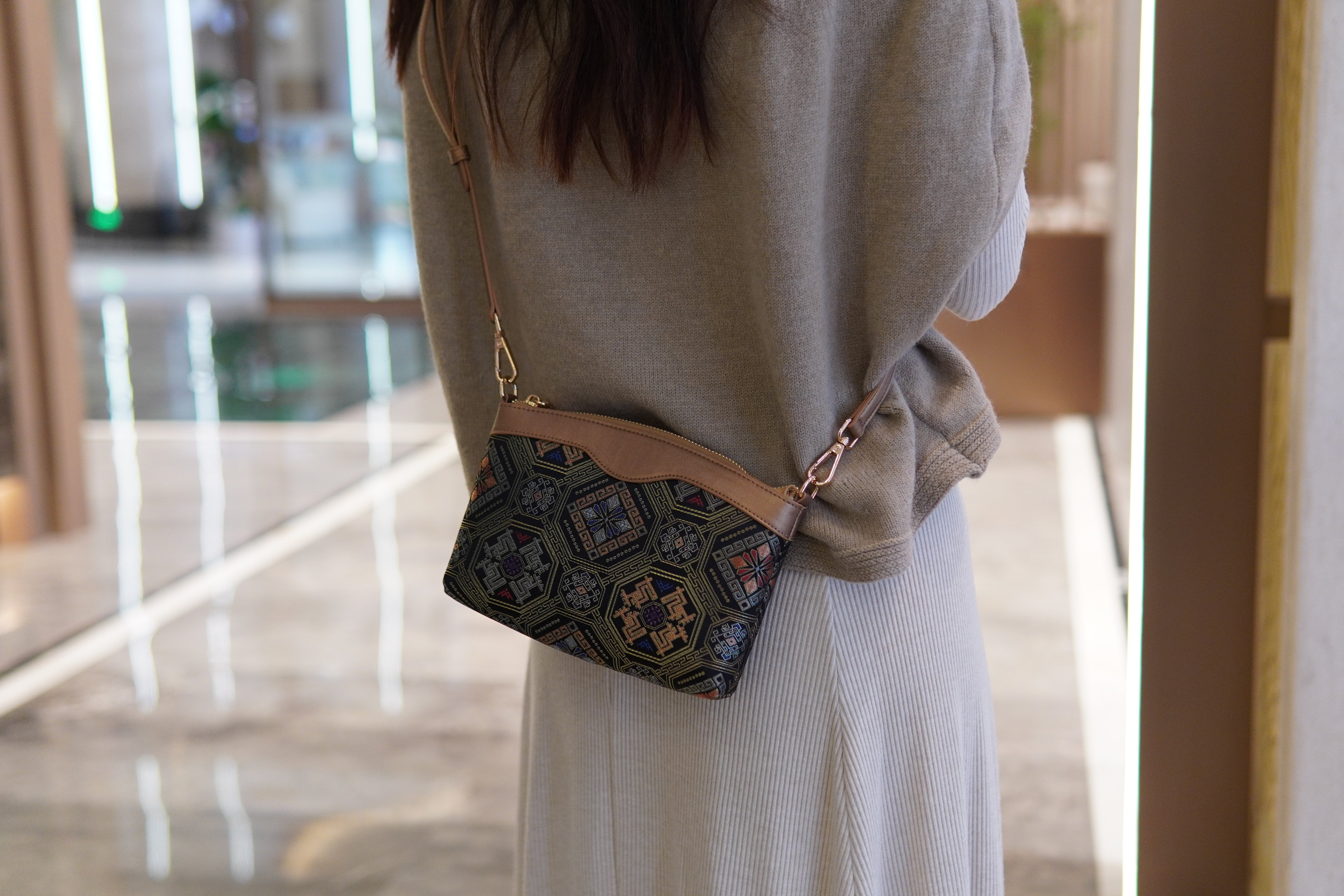 Women's Zhuang Brocade Crossbody Bag - model image 2