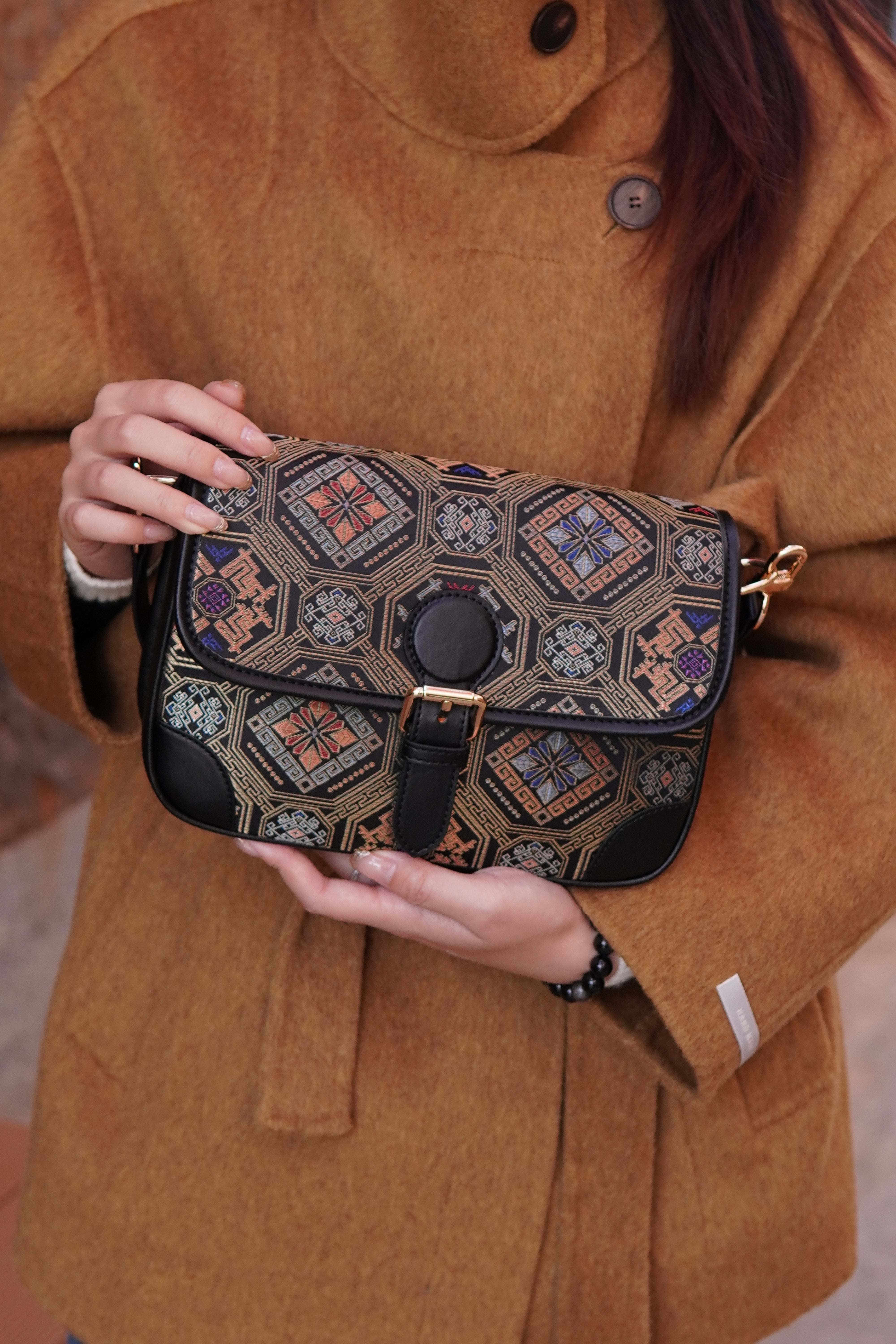 Women's Zhuang Brocade Baguette Bag - model image 3