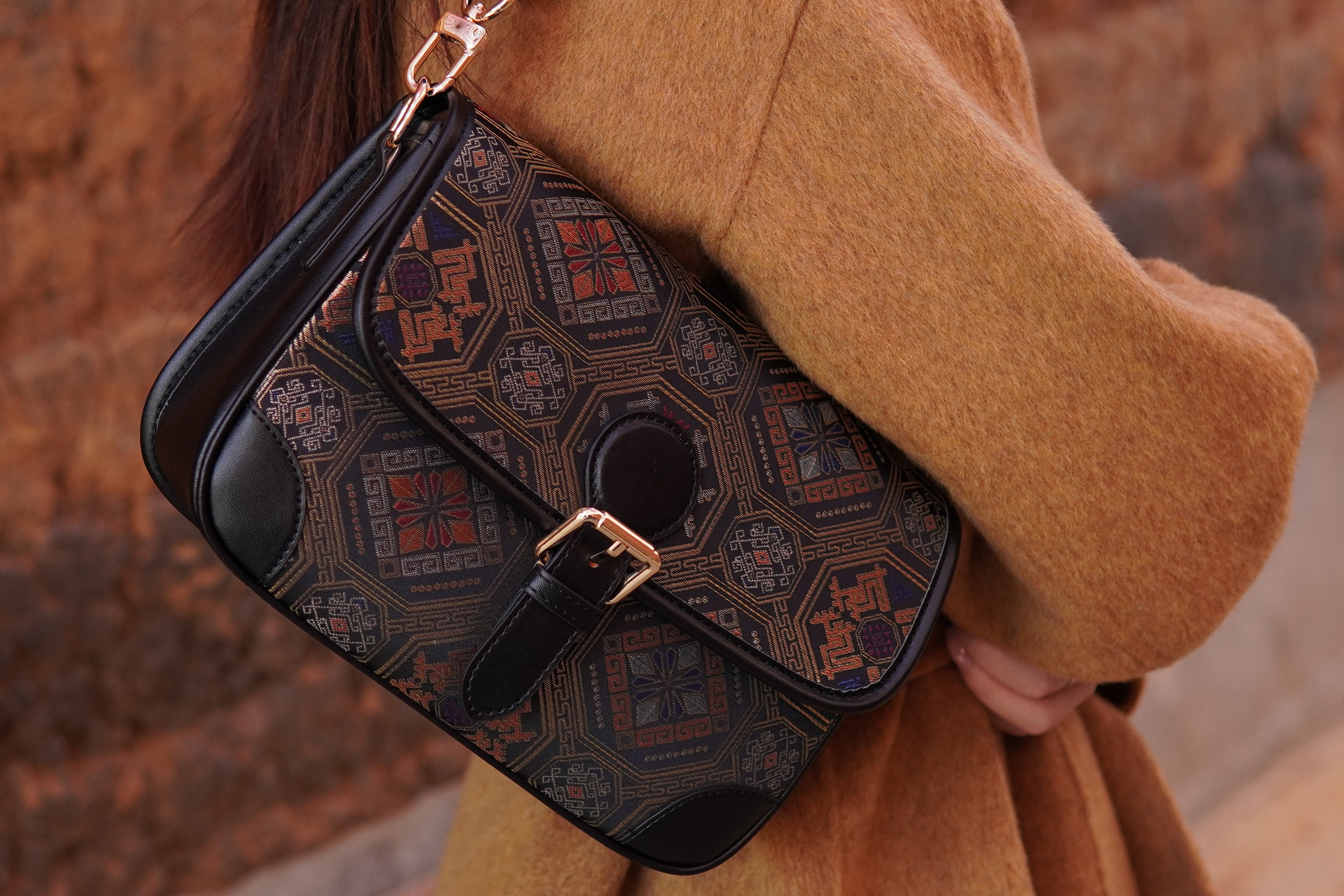 Women's Zhuang Brocade Baguette Bag - model image 5