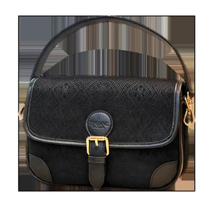 Black brocade baguette bag main view