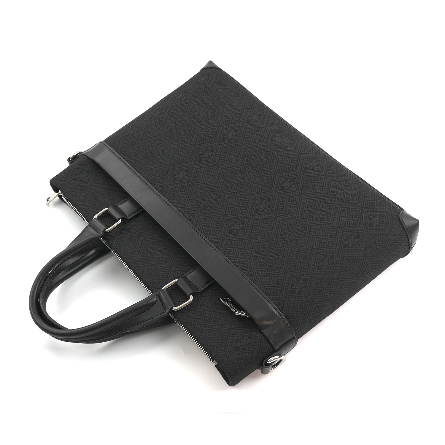 Black brocade briefcase view 05