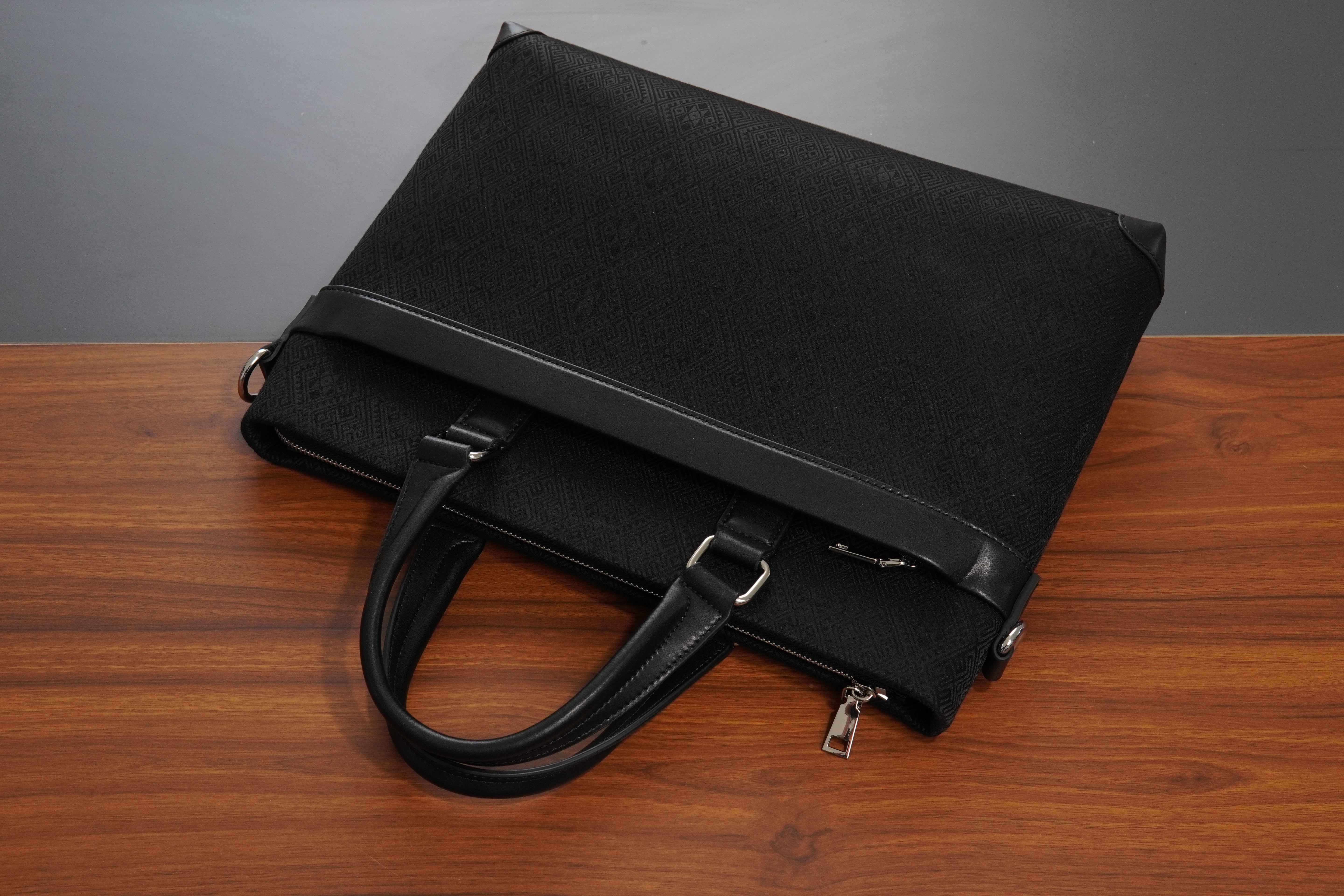 Black brocade briefcase view 08