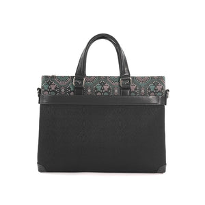 Forest Green brocade briefcase main view