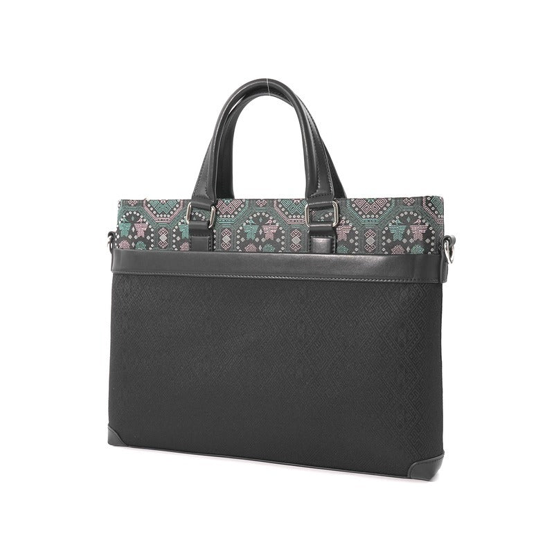 Forest Green brocade briefcase view 04