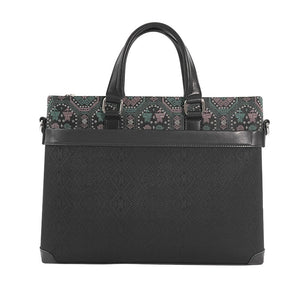 Forest Green brocade briefcase view 10