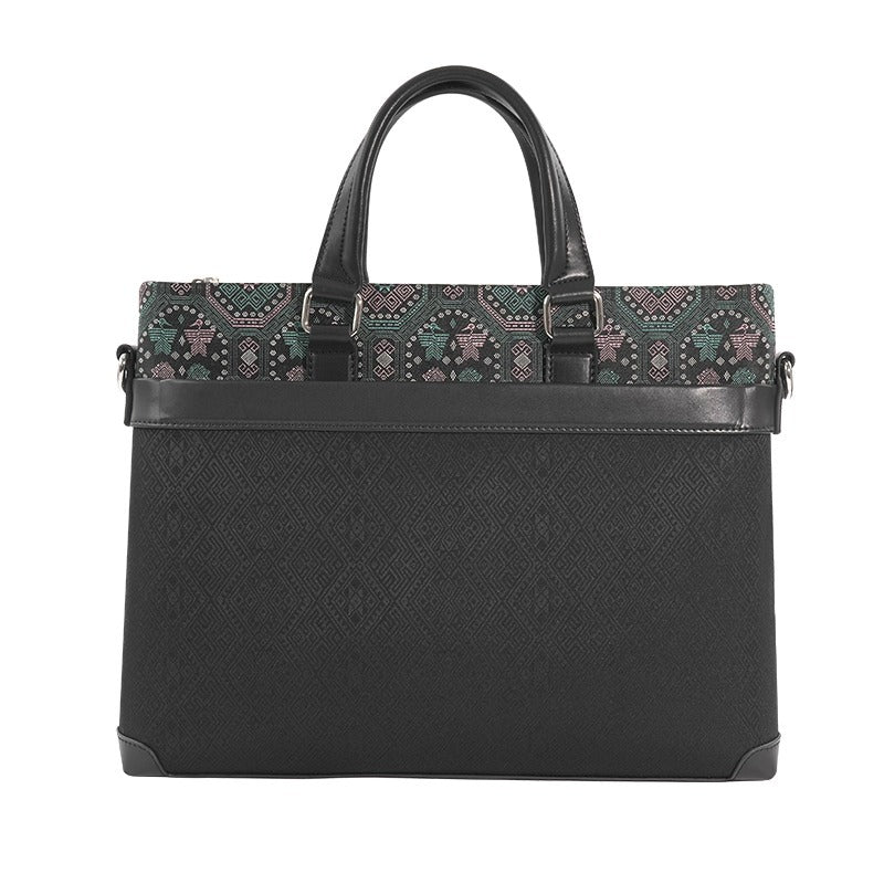 Forest Green brocade briefcase view 10