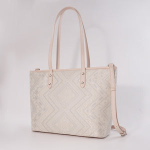 Ivory White brocade bag set view 04