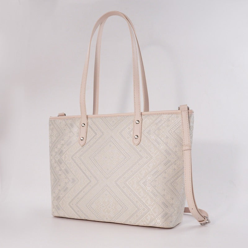 Ivory White brocade bag set view 04
