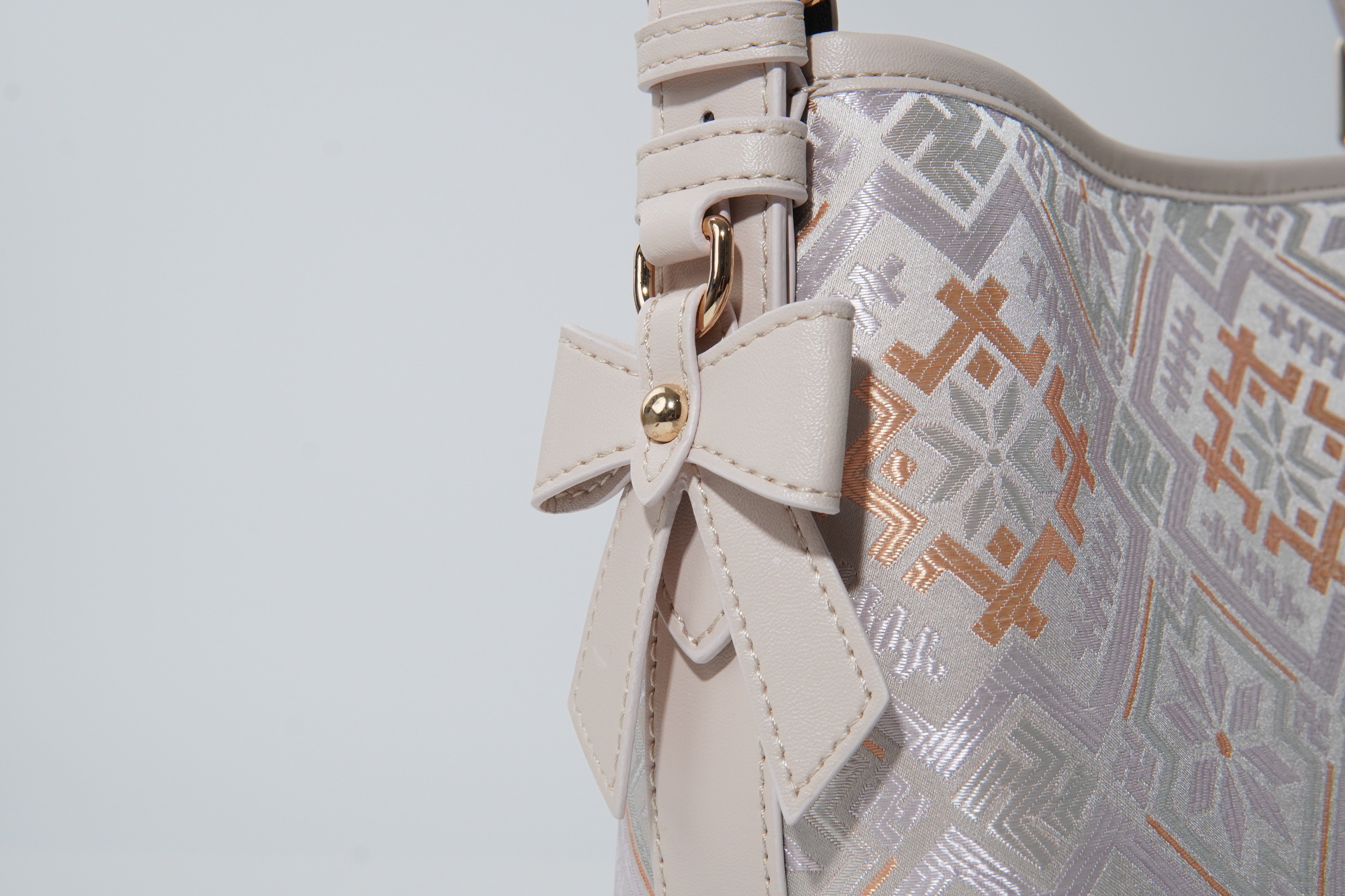 Multicolor brocade bucket bag view 10