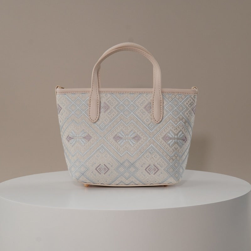 Multicolor brocade crossbody bag in lifestyle scene
