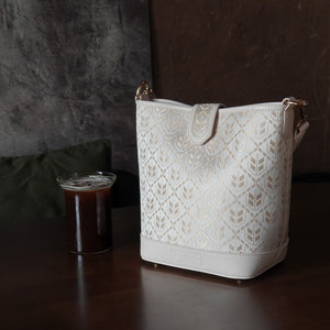 Multicolor brocade shoulder bag in lifestyle scene