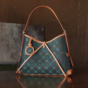 Multicolor brocade shoulder bag in lifestyle scene