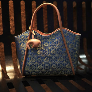 Multicolor brocade shoulder bag in lifestyle scene