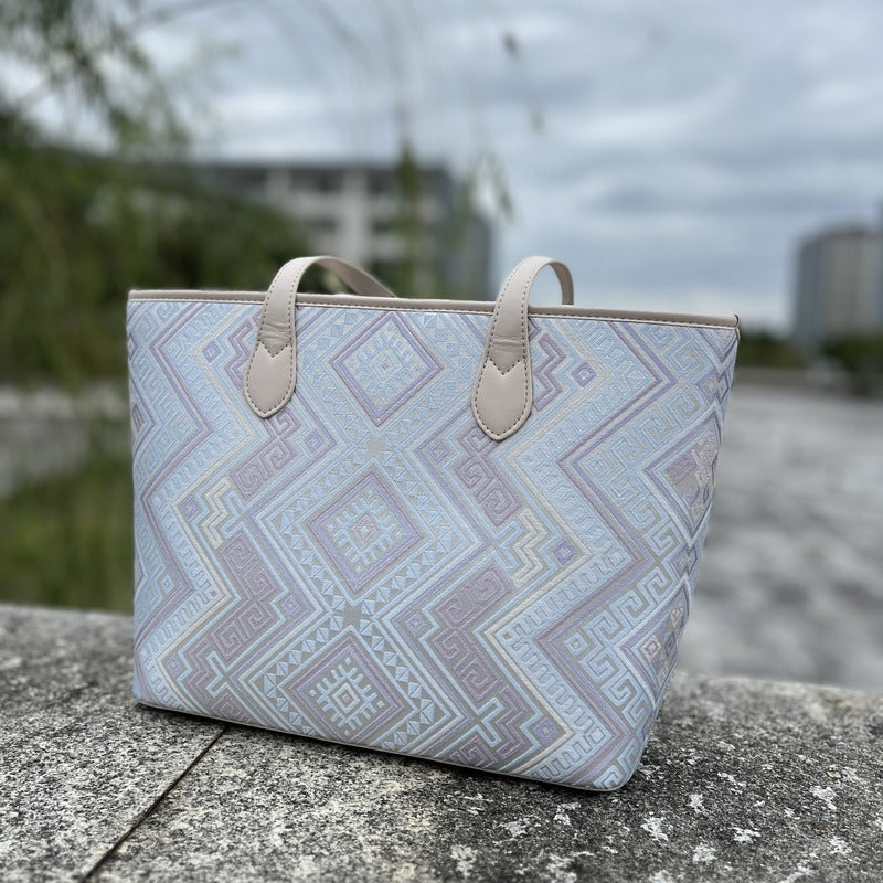 Multicolor brocade shoulder bag in lifestyle scene