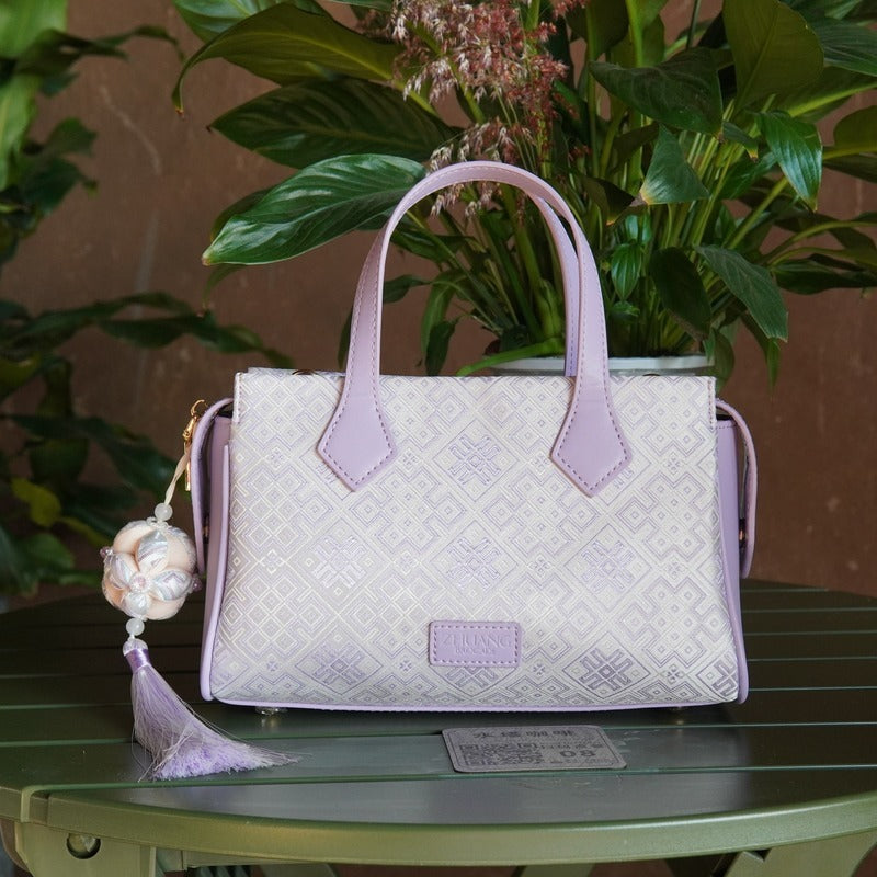 Multicolor brocade shoulder bag in lifestyle scene
