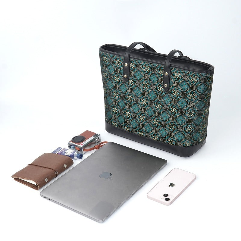 Multicolor brocade tote bag view 04