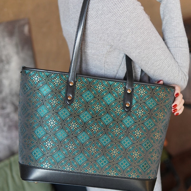 Multicolor brocade tote bag view 05