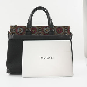 Reddish Brown brocade briefcase detail